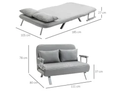 HOMCOM 2-Sitzer Schlafsofa mit Armlehne 111 x 80 x 78cm