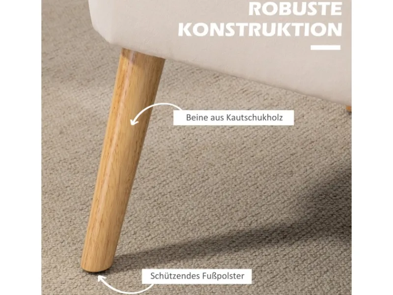 HOMCOM 2-Sitzer Stoffsofa Holz Samtartiges 117 x 56,5 x 77 cm