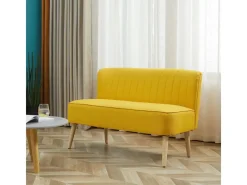 HOMCOM 2-Sitzer Stoffsofa Holz Schaumstoff 117 x 56,5 x 77 cm