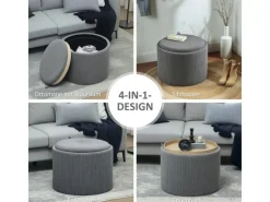 HOMCOM Sitzhocker mit Stauraum Hocker Polyester 56 x 56 x 42 cm