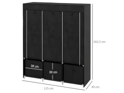 HOMCOM Schränke|Aufbewahrung^Stoffschrank mit Kleiderstangen Schubladen Faltbar Schwarz 125x43x162,5cm