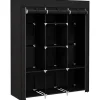 HOMCOM Bettwäsche^Stoffschrank mit Kleiderstange 8 Ebenen Faltbar Schwarz 125 x 43 x162,5cm