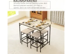 HOMCOM 5-Teiliges Bartisch-Set Eiche Schwarz 100 x 60 x 88 cm