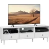 HOMCOM Sideboards|Schränke^TV Schrank TV Board mit Schubladen 3 Offenen Fächern Weiß