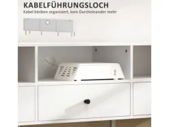 HOMCOM Sideboards|Schränke^TV Schrank TV Board mit Schubladen 3 Offenen Fächern Weiß