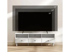 HOMCOM Sideboards|Schränke^TV Schrank TV Board mit Schubladen 3 Offenen Fächern Weiß