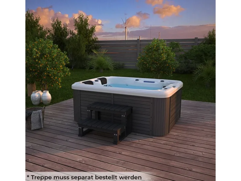 Home Deluxe Outdoor Whirlpool Beach Pure 210 x 155 x 83 cm Dunkelgrau-Weiß