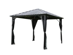 Home Deluxe Pavillon Azur 270 cm x 270 cm x 200 cm Solar-LED-Beleuchtung