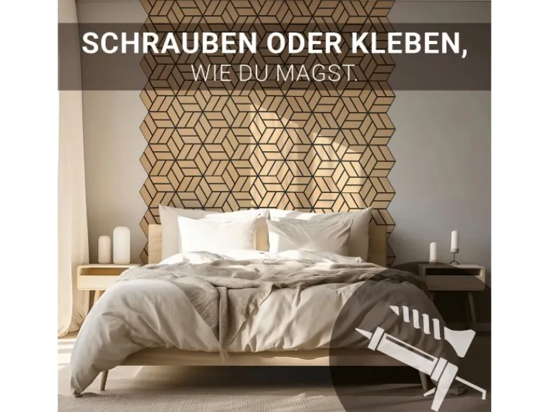 Homestyle4u Bastelzubehör^Akustikpaneele Natur 30 x 26 cm 5 Stück Hexagon Wandpaneele Holz