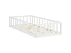 Homestyle4u Bodenbett 90x200 in Weiß mit Lattenrost 2523