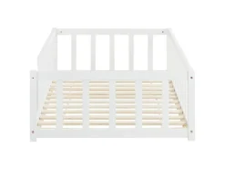 Homestyle4u Bodenbett 90x200 in Weiß mit Lattenrost 2523