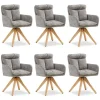 Homestyle4u Stühle^6er Set Polsterstühle Drehbar in Grau 2853