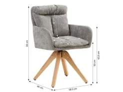 Homestyle4u Stühle^6er Set Polsterstühle Drehbar in Grau 2853