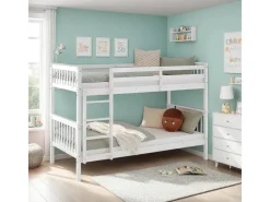 Homestyle4u Etagenbett für Kinder Hochbett Weiß 90x200 cm 2882