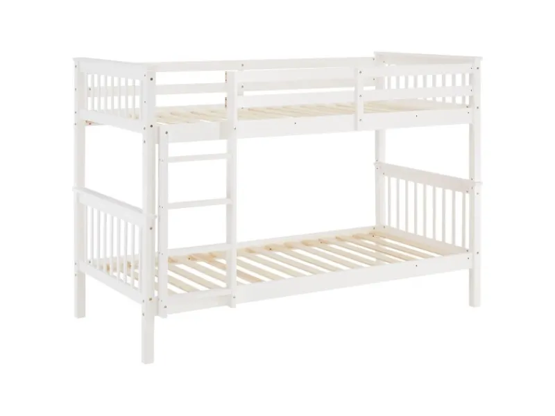 Homestyle4u Etagenbett für Kinder mit Matratzen Hochbett Weiß 90x200 cm 3052