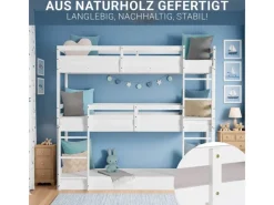 Homestyle4u Leitern|Betten^Etagenbett 90x200 cm in Weiß 1978
