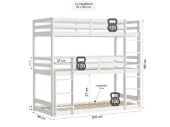 Homestyle4u Leitern|Betten^Etagenbett 90x200 cm in Weiß 1978