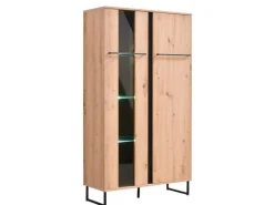 Homestyle4u Highboard Vitrine Schrank mit Fächer Kommode Wohnzimmerschrank
