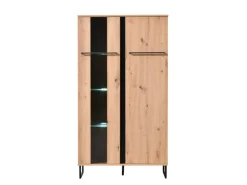 Homestyle4u Highboard Vitrine Schrank mit Fächer Kommode Wohnzimmerschrank