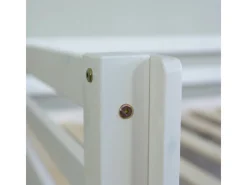 Homestyle4u Hochbett 90x200 mit Vorhang und Lattenrost in Weiß Pirat 2538