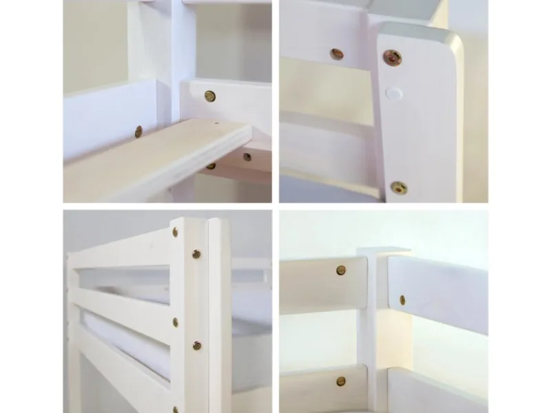 Homestyle4u Leitern|Betten^Hochbett 90x200 mit Vorhang in Sterne 1888