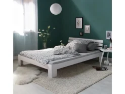 Homestyle4u Betten^Holzbett 180 x 200 cm mit Lattenrost in Weiß 1836