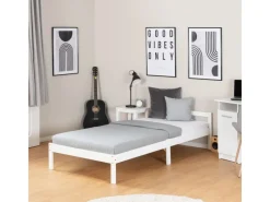 Homestyle4u Betten^Holzbett 90 x 200 cm Weiß 1412