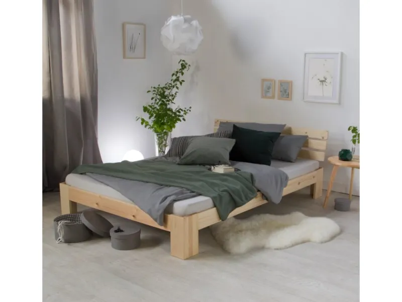 Homestyle4u Betten^Holzbett 120 x 200 cm mit Lattenrost in Braun 2192