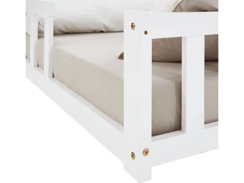 Homestyle4u Betten|Bettwäsche^Kinderbett mit Rausfallschutz 120x200 cm Bodenbett Lattenrost 2838