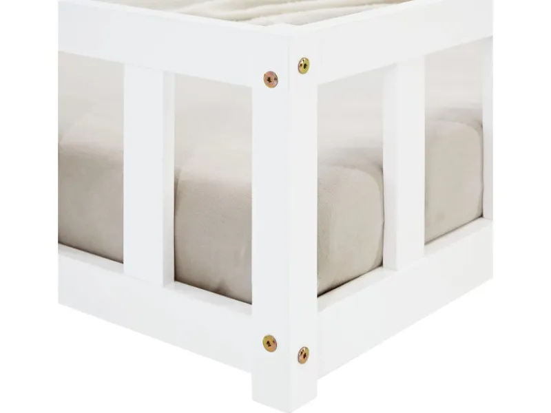 Homestyle4u Kinderbett mit Rausfallschutz 90x200 cm Bodenbett Lattenrost Matratze 3024