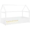 Homestyle4u Wandtattoos^Kinderbett Weiß Hausbett mit Rausfallschutz 90x200 cm Bodenbett 2811