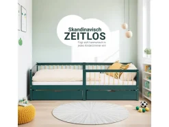 Homestyle4u Kinderbett 90x200 Holzbett mit Rausfallschutz 2912