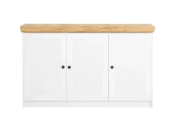 Homestyle4u Kommode Sideboard Eiche Matt Weiß Holz Massiv Schrank 134 cm