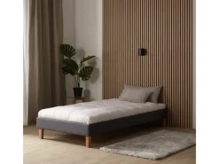 Homestyle4u Polsterbett mit Lattenrost 90x200 cm in Grau 1984