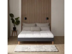 Homestyle4u Bettwäsche^Polsterbett mit Lattenrost 160x200 cm in Grau 1982