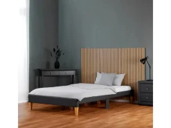 Homestyle4u Polsterbett mit Lattenrost 140x200 cm in Grau 2508