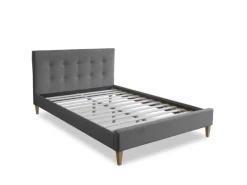 Homestyle4u Polsterbett 160x200 cm Bett Doppelbett mit Lattenrost Grau 1733