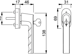 Hoppe Stifte^Fenstergriff Hamburg Verkehrsweiß abschließbar