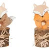 House of Seasons Dekorative Figuren^Fuchs 2-fach Sortiert 7,5 cm x 7,5 cm x 18 cm Braun-Orange