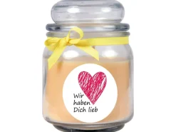 HS Candle Kerzen^Duftkerze & Bonbon Glas Herzen Gelb Vanille