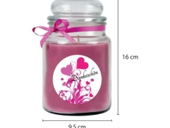 HS Candle Windlichter^Duftkerze & Bonbon Glas Danke Lavendel Lila