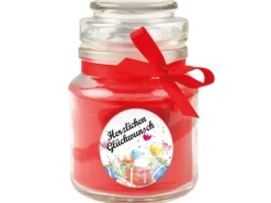 HS Candle Windlichter^Duftkerze & Bonbon Glas Geburtstag Rose Rot
