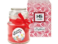 HS Candle Windlichter^Duftkerze & Bonbon Glas Geburtstag Rose Rot