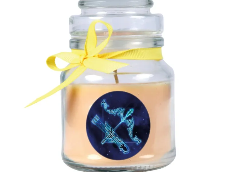 HS Candle Kerzen^Duftkerze & Glas Sternzeichen Vanille 30 Stunden Schütze