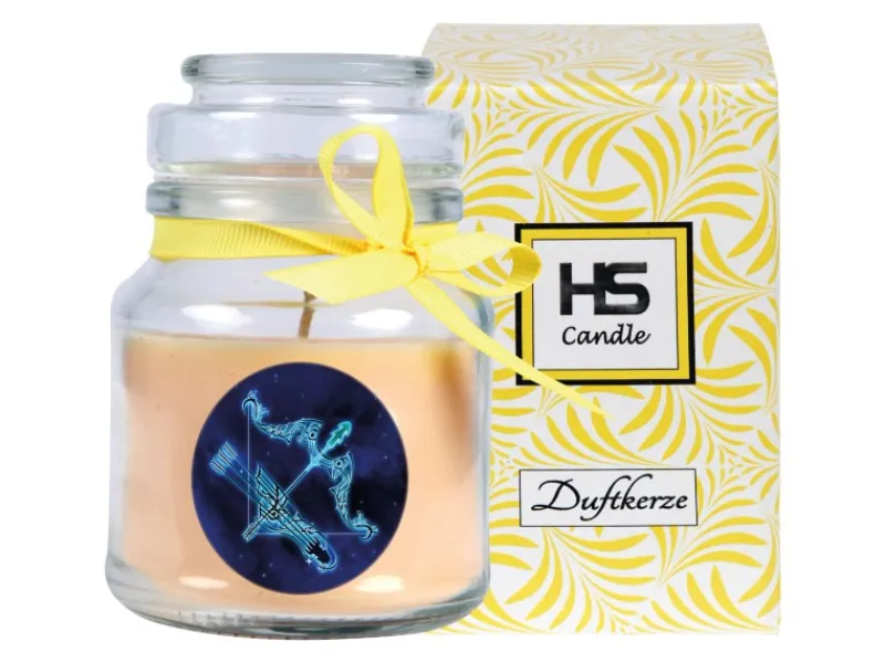 HS Candle Kerzen^Duftkerze & Glas Sternzeichen Vanille 30 Stunden Schütze