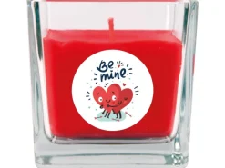 HS Candle Windlichter^Duftkerze & Glas Valentinstag Viereck 50h Be Mine