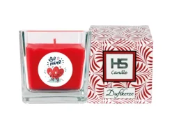 HS Candle Windlichter^Duftkerze & Glas Valentinstag Viereck 50h Be Mine