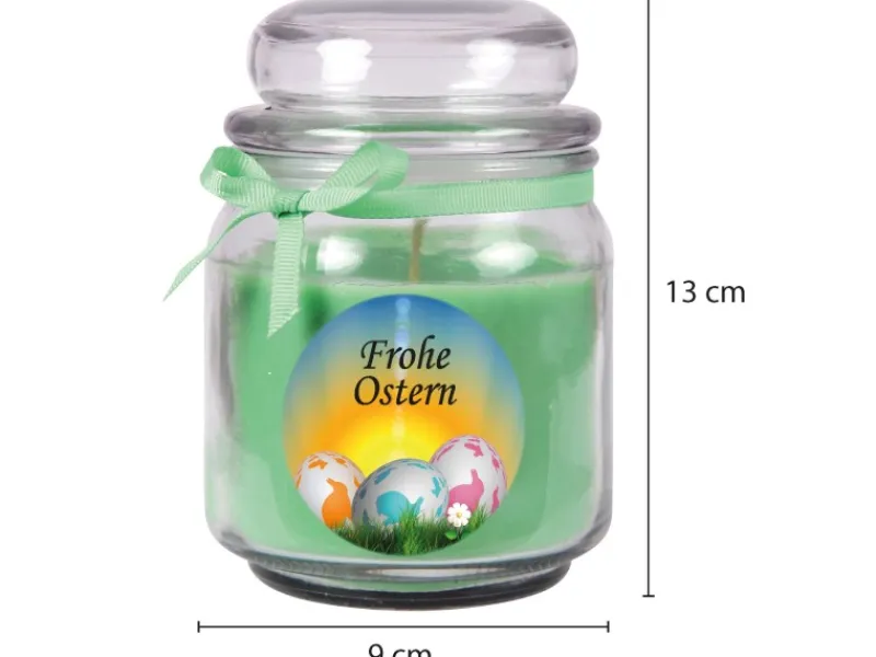 HS Candle Duftkerze & Glas Frohe Ostern Bonbon Ø9 cm Coconut Limes Ostereier
