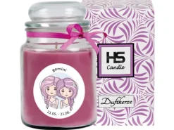 HS Candle Duftkerze & Glas Sternzeichen Lavendel 110 Stunden Zwillinge