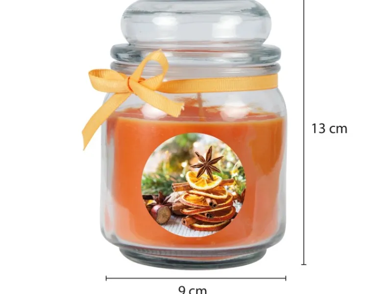 HS Candle Kerzen^Duftkerze & Glas Weihnachten Orange Bonbon 70h